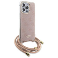 Guess Crossbody Cord 4G Print case for iPhone 15 Pro - pink