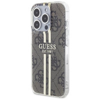 Guess IML 4G Gold Stripe case for iPhone 15 Pro - brown