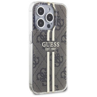 Guess IML 4G Gold Stripe case for iPhone 15 Pro - brown
