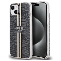 Guess IML 4G Gold Stripe case for iPhone 15 Plus / 14 Plus - black