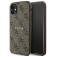 Guess GUHMN61G4GFRW iPhone 11 6.1" / Xr brown/brown hardcase 4G Collection Leather Metal Logo MagSafe