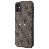 Guess GUHMN61G4GFRW iPhone 11 6.1" / Xr brown/brown hardcase 4G Collection Leather Metal Logo MagSafe