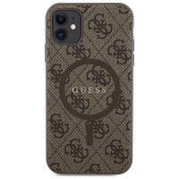 Guess GUHMN61G4GFRW iPhone 11 6.1" / Xr brown/brown hardcase 4G Collection Leather Metal Logo MagSafe
