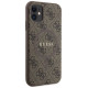 Guess GUHMN61G4GFRW iPhone 11 6.1" / Xr brown/brown hardcase 4G Collection Leather Metal Logo MagSafe