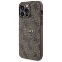Guess 4G Collection Leather Metal Logo MagSafe Case for iPhone 13 Pro / iPhone 13 - Brown