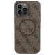 Guess 4G Collection Leather Metal Logo MagSafe Case for iPhone 13 Pro / iPhone 13 - Brown