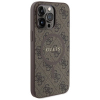 Guess 4G Collection Leather Metal Logo MagSafe Case for iPhone 13 Pro / iPhone 13 - Brown