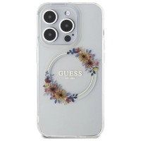 Guess IML Flowers Wreatch MagSafe iPhone 15 Pro Max Case - Clear
