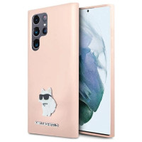 Karl Lagerfeld Silicone Choupette Metal Pin case for Samsung Galaxy S23 Ultra - pink