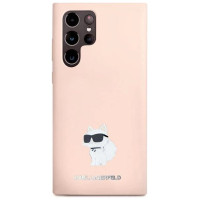 Karl Lagerfeld Silicone Choupette Metal Pin case for Samsung Galaxy S23 Ultra - pink