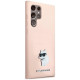 Karl Lagerfeld Silicone Choupette Metal Pin case for Samsung Galaxy S23 Ultra - pink