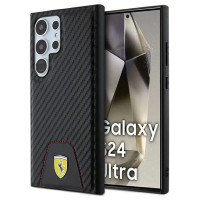 Ferrari Carbon Stitched Bottom case for Samsung Galaxy S24 Ultra - black