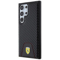 Ferrari Carbon Stitched Bottom case for Samsung Galaxy S24 Ultra - black