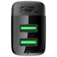 Acefast A86 mains charger 2x USB-A 12W - black