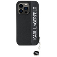 Karl Lagerfeld Saffiano Rhinestones & Charm case for iPhone 15 Pro - black