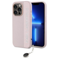 Karl Lagerfeld Saffiano Rhinestones & Charm case for iPhone 15 Pro - pink