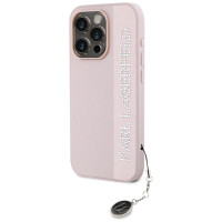 Karl Lagerfeld Saffiano Rhinestones & Charm case for iPhone 15 Pro - pink