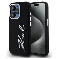 Karl Lagerfeld Silicone Metal Script Logo case for iPhone 15 Pro - black