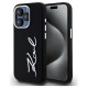 Karl Lagerfeld Silicone Metal Script Logo case for iPhone 15 Pro - black