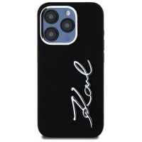 Karl Lagerfeld Silicone Metal Script Logo case for iPhone 15 Pro - black