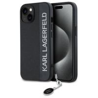 Karl Lagerfeld Saffiano Rhinestones & Charm case for iPhone 15 / 14 / 13 - black