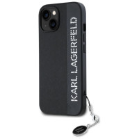 Karl Lagerfeld Saffiano Rhinestones & Charm case for iPhone 15 / 14 / 13 - black