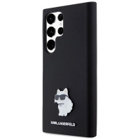 Karl Lagerfeld Silicone Choupette Metal Pin case for Samsung Galaxy S24 Ultra - black