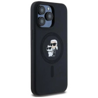 Karl Lagerfeld Silicone Karl&Choupette Ring MagSafe case for iPhone 15 Pro Max - black