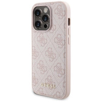 Guess 4G Metal Logo case set for iPhone 14 Pro + 5000mAh MagSafe power bank - pink