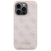 Guess 4G Metal Logo case set for iPhone 14 Pro + 5000mAh MagSafe power bank - pink