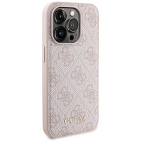 Guess 4G Metal Logo case set for iPhone 14 Pro + 5000mAh MagSafe power bank - pink