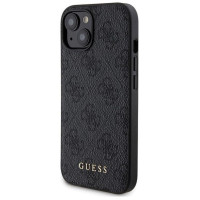 Guess 4G Metal Logo case set for iPhone 15 + 5000mAh MagSafe power bank - black