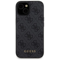 Guess 4G Metal Logo case set for iPhone 15 + 5000mAh MagSafe power bank - black