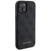 Guess 4G Metal Logo case set for iPhone 15 + 5000mAh MagSafe power bank - black