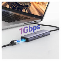 Ugreen HUB Ugreen CM512 15598 6in1 USB-C - 3x USB-A 3.0 / HDMI / RJ45 / USB-C PD - gray