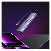 Ugreen HUB Ugreen CM512 15598 6in1 USB-C - 3x USB-A 3.0 / HDMI / RJ45 / USB-C PD - gray