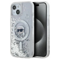 Karl Lagerfeld Liquid Glitter Karl Head MagSafe case for iPhone 15 / 14 / 13 - transparent