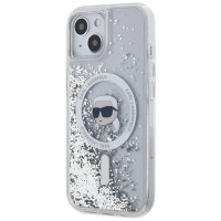 Karl Lagerfeld Liquid Glitter Karl Head MagSafe case for iPhone 15 / 14 / 13 - transparent