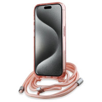 Karl Lagerfeld IML Crossbody Monogram Karl & Choupette Head MagSafe case for iPhone 15 Pro - pink
