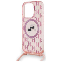 Karl Lagerfeld IML Crossbody Monogram Karl & Choupette Head MagSafe case for iPhone 15 Pro - pink
