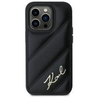 Karl Lagerfeld Diagonal Quilted Script case for iPhone 14 Pro Max - black