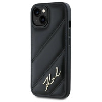 Karl Lagerfeld Diagonal Quilted Script case for iPhone 15 Plus / 14 Plus - black