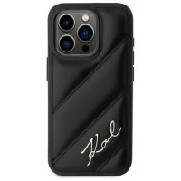 Karl Lagerfeld Diagonal Quilted Script case for iPhone 15 Pro Max - black