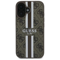 Guess 4G Printed Stripes MagSafe iPhone 16 Plus Case - Brown
