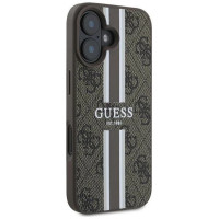 Guess 4G Printed Stripes MagSafe iPhone 16 Plus Case - Brown