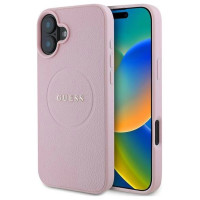 Guess Grained Gold Ring MagSafe iPhone 16 Plus Case - Pink