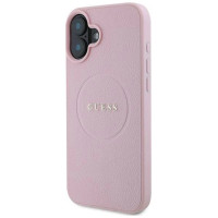 Guess Grained Gold Ring MagSafe iPhone 16 Plus Case - Pink