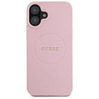 Guess Grained Gold Ring MagSafe iPhone 16 Plus Case - Pink