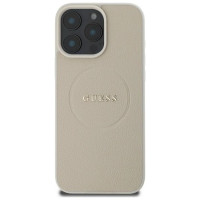 Guess Grained Gold Ring MagSafe Case for iPhone 16 Pro Max - Beige