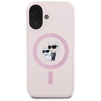 Karl Lagerfeld Silicone Karl&Choupette Heads Ring MagSafe Case for iPhone 16 Plus - Pink